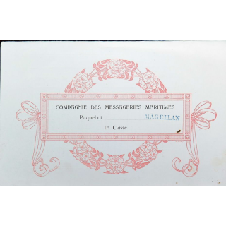 Carte des tarifs des vins fins du Paquebot Magellan 1° classe début années 1900