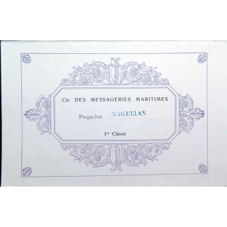 Carte des tarifs des vins fins du Paquebot Magellan 1° classe début années 1900