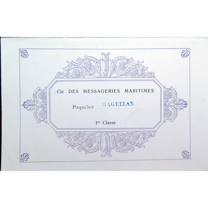 Carte des tarifs des vins fins du Paquebot Magellan 1° classe début années 1900