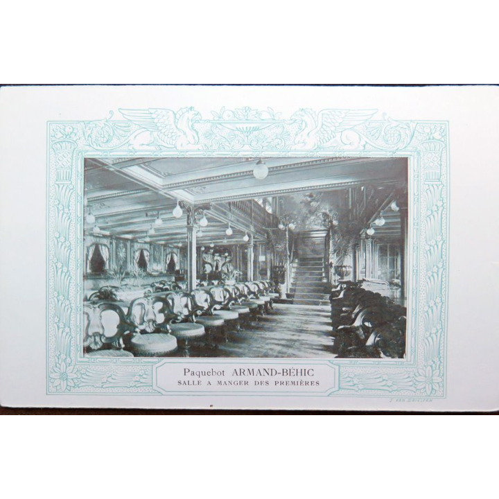 Carte de menu et boissons du 3 mai 1906 du Paquebot Armand-Béhic 1° classe