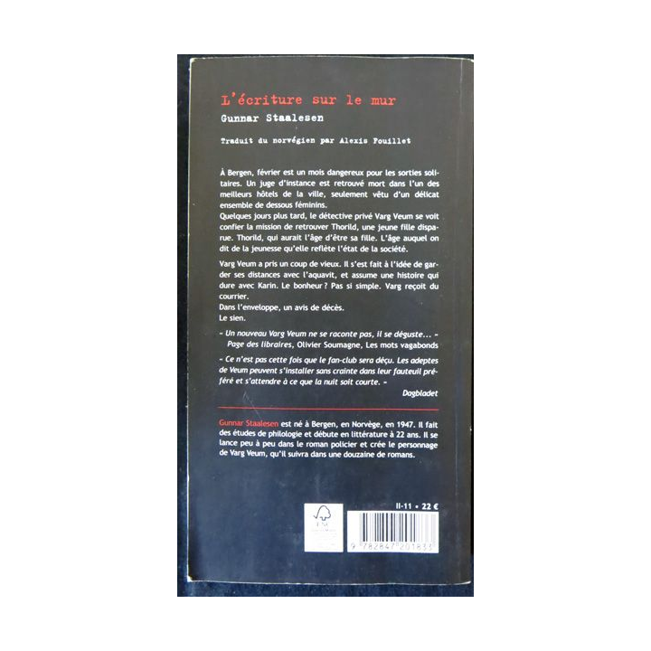 L'écriture sur le mur de Gunnar Staalesen aux éditions Gaïa Editions