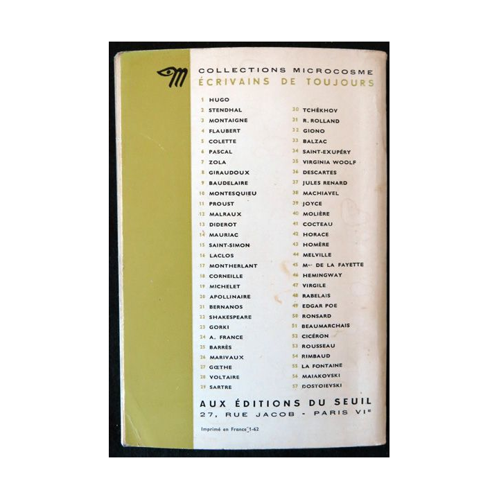 Dostoievski par lui-même de Dominique Arban Ecrivains de toujours aux editions du Seuil