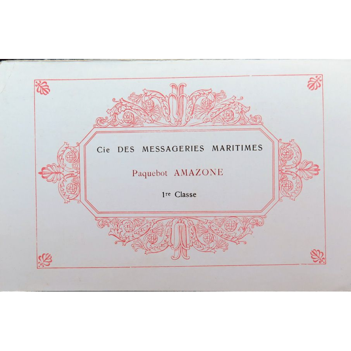 Carte de menu et boissons du 1° mai 1907 du Paquebot Amazone 1° classe
