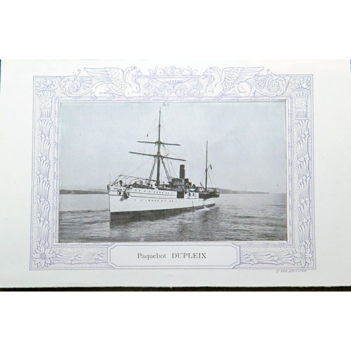 Carte de menu et boissons du 28 mai 1907 du Paquebot Dupleix 1° classe
