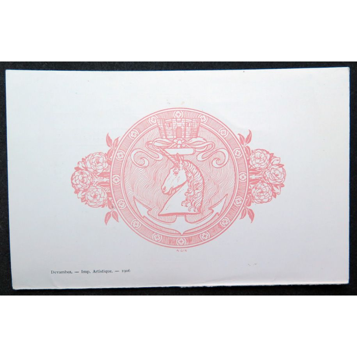 Carte du menu du 31 mai 1907,  des tarifs des vins fins et liqueurs du Paquebot Magellan 1° classe