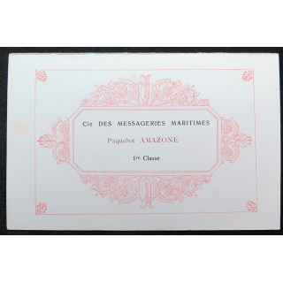 Carte des tarifs des vins fins  du Paquebot Amazone 1° classe début années 1900
