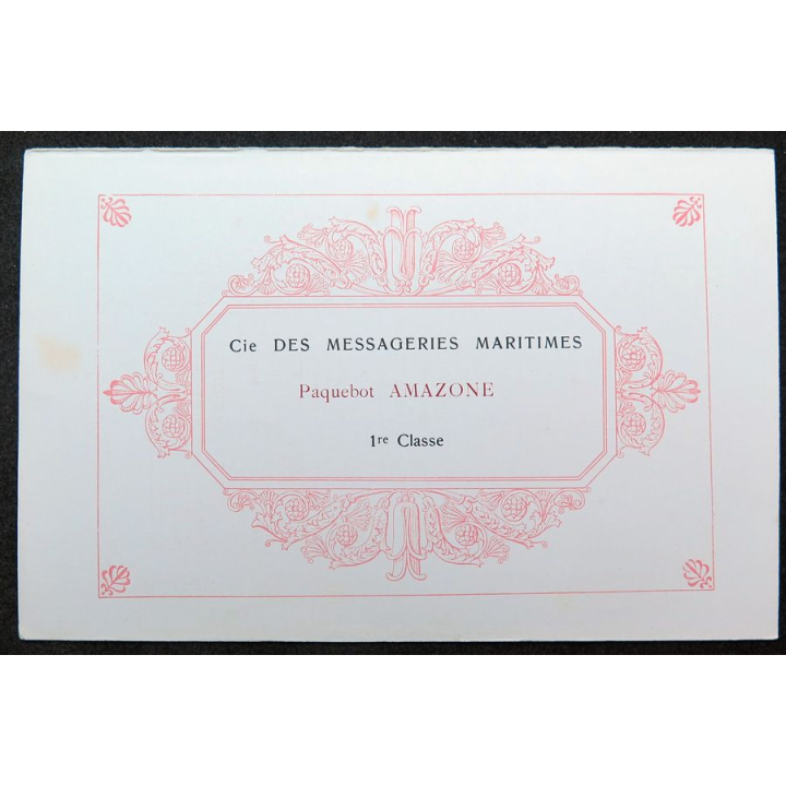 Carte des tarifs des vins fins  du Paquebot Amazone 1° classe début années 1900