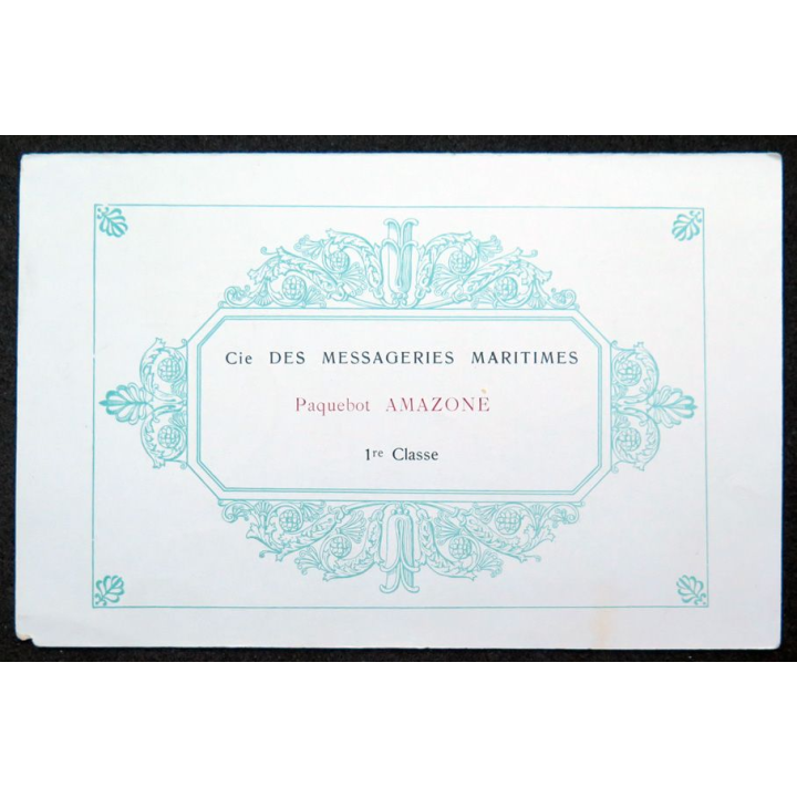Carte des tarifs des vins fins  du Paquebot Amazone 1° classe début années 1900