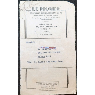 Compagnie d'assurances sur la vie du Groupe le Monde 2/1949