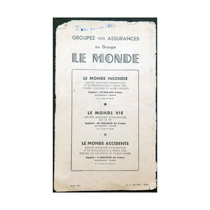 Compagnie d'assurances sur la vie du Groupe le Monde 2/1949