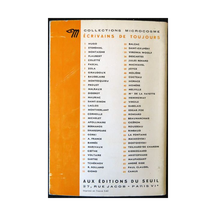 Camus par lui-même de Morvan Lebesque Ecrivains de toujours aux éditions du Seuil