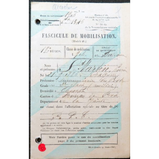 Fascicule de mobilisation de Monsieur martin Arcachon 1906