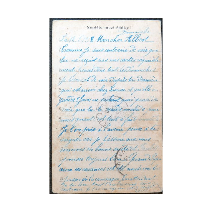 Carte postale de correspondance croix rouge de prisonnier de guerre 1918