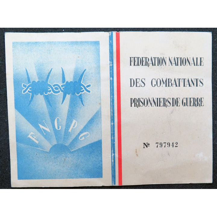 Carte de la fédération nationale des combattants prisonniers de Guerre n° 797942 1945