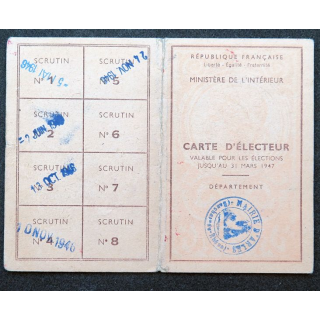 Carte d'électeur de Arles 1946