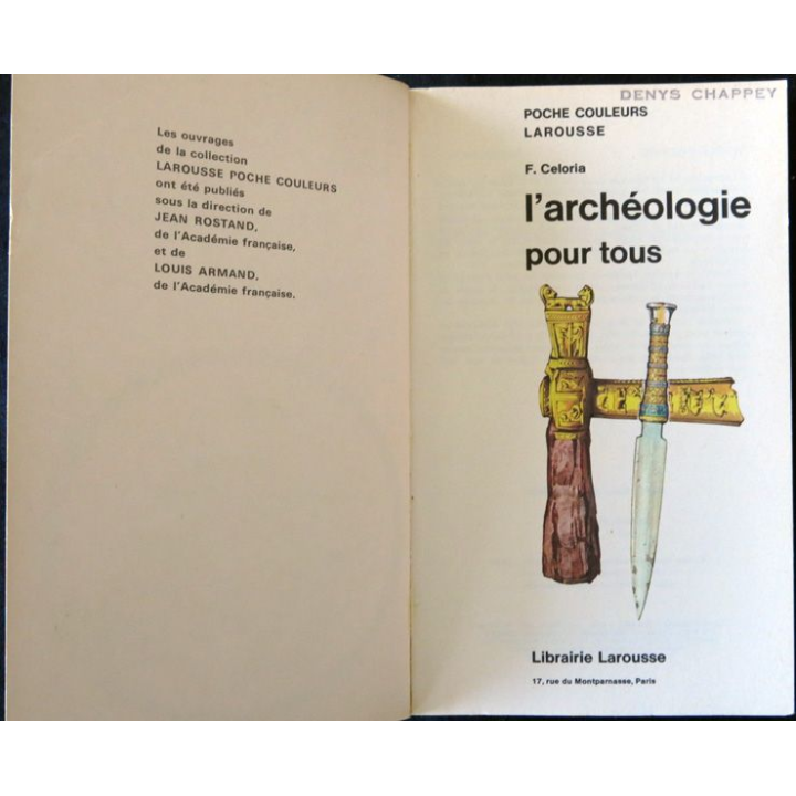 L'archéologie pour tous de F. Celoria aux éditions Larousse Poche couleurs