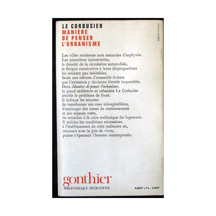 Manière de penser l'urbanisme de Le Corbusier aux éditions Gonthier