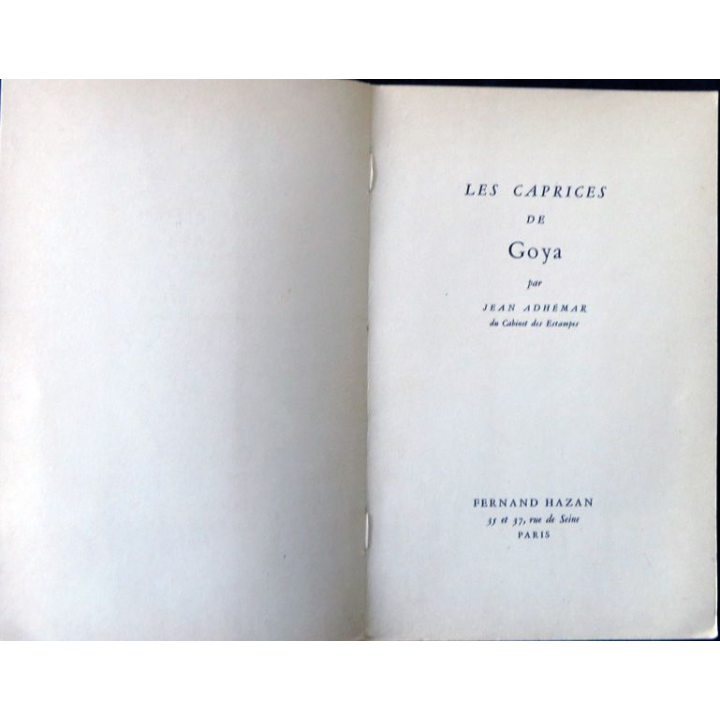 Les caprices de Goya de Jean Adhemar aux éditions Fernand Hazan