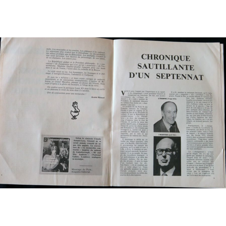 Les dossiers du canard : Giscard la monarchie contrariée Imprimerie de Montsouris