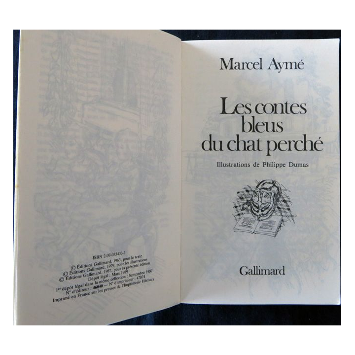 Les contes bleus du chat perché de Marcel Aymé aux éditions Folio Junior