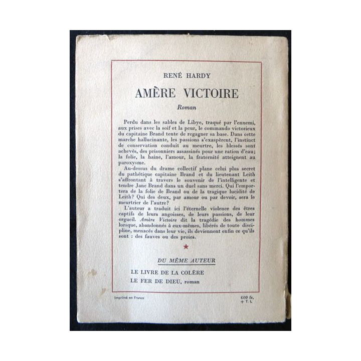 Amère victoire de René Hardy aux Editions Robert Laffont (1956)