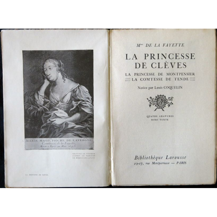 La Princesse de Clèves de Mme de La Fayette aux Editions Bibliothèque Larousse (1926)