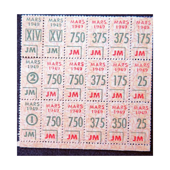 Carte individuelle d'alimentation 1946 avec timbres de rationnement