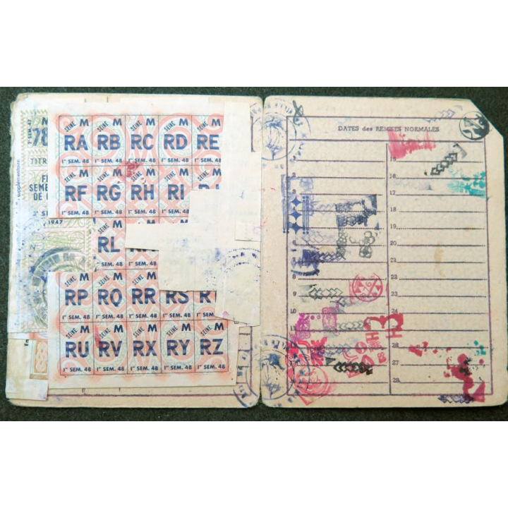 Carte individuelle d'alimentation 1946 avec timbres de rationnement 1949