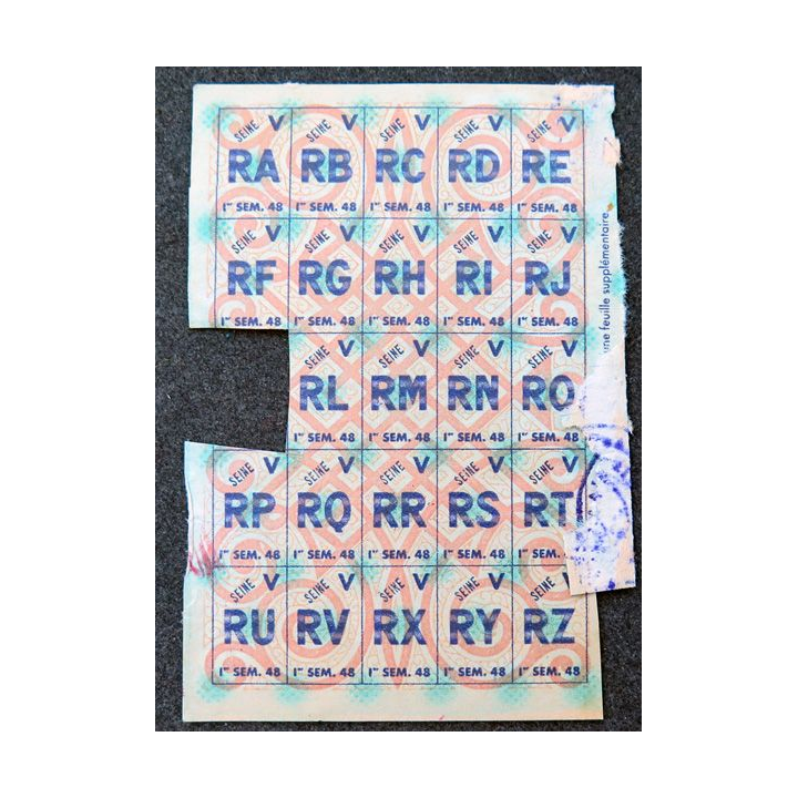 Carte individuelle d'alimentation 1946 avec timbres de rationnement 1949