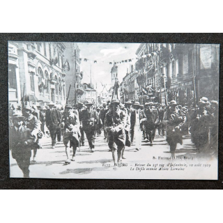 Carte postale du retour du 23° RI le 10 août 1919 avenue Alsace Lorraine