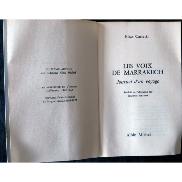 Les voix de Marrakech de Elias Canetti aux Editions Albin Michel