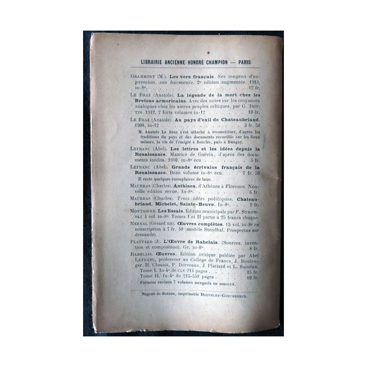 L'affaire Shakespeare de Jacques Boulanger Librairie Edouard Champion (1919)