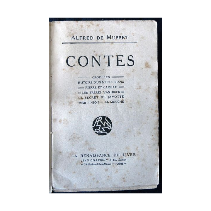 Contes de Alfred de Musset Renaissance du Livres Mignot Editeur