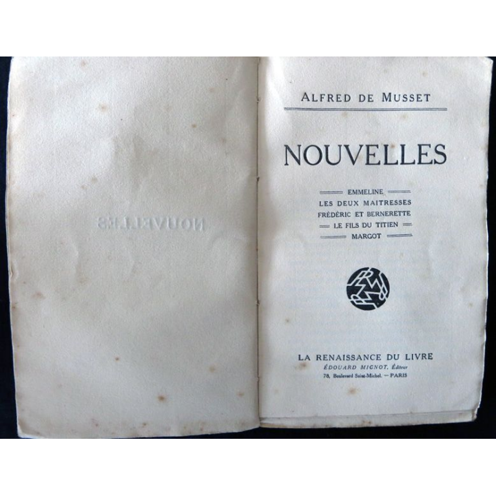 Nouvelles de Alfred de Musset Renaissance du Livres Mignot Editeur