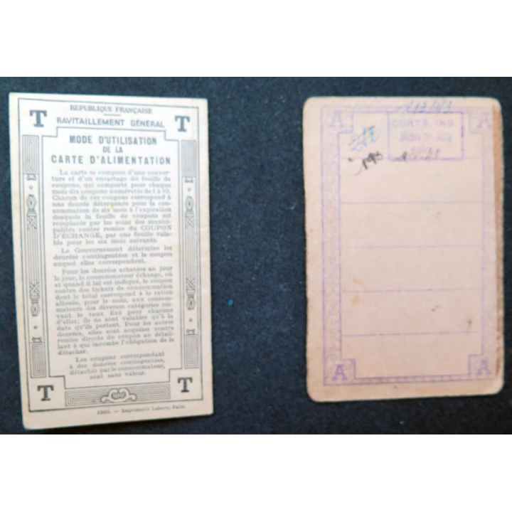 Carte individuelle d'alimentation 1940 