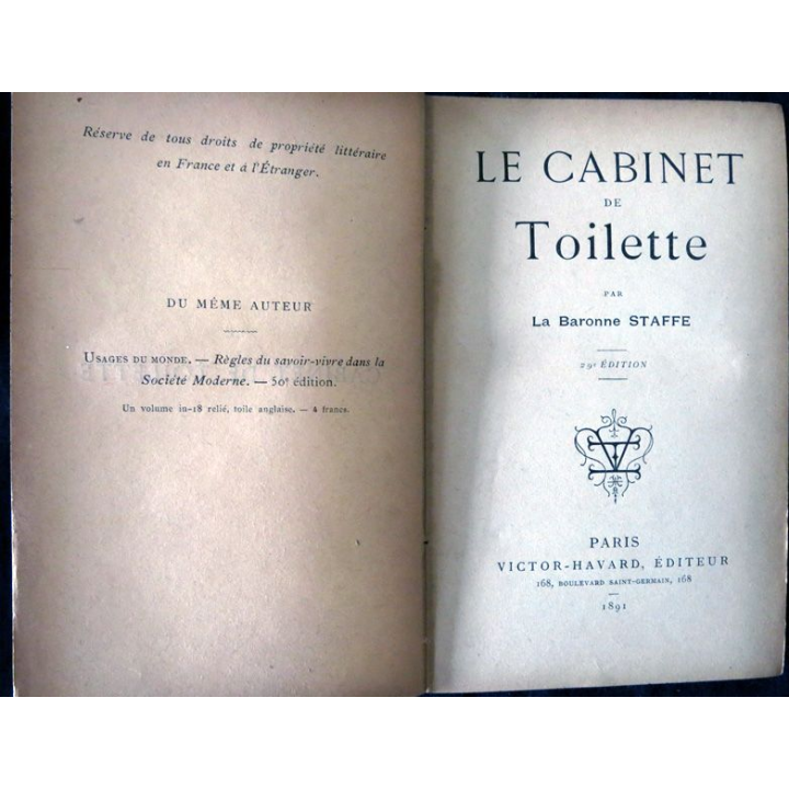 Le cabinet de toilette de la  Baronne Staffe édité par Victor-Havrard Editeur (1871)