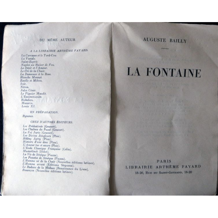 La Fontaine de Auguste Baily édité par la Librairie A. Fayard (1937)