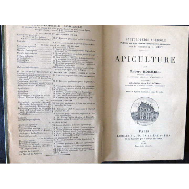Encyclopédie agricole : Apiculture de Robert Hommel édité par Librairie J.B Baillière & fils