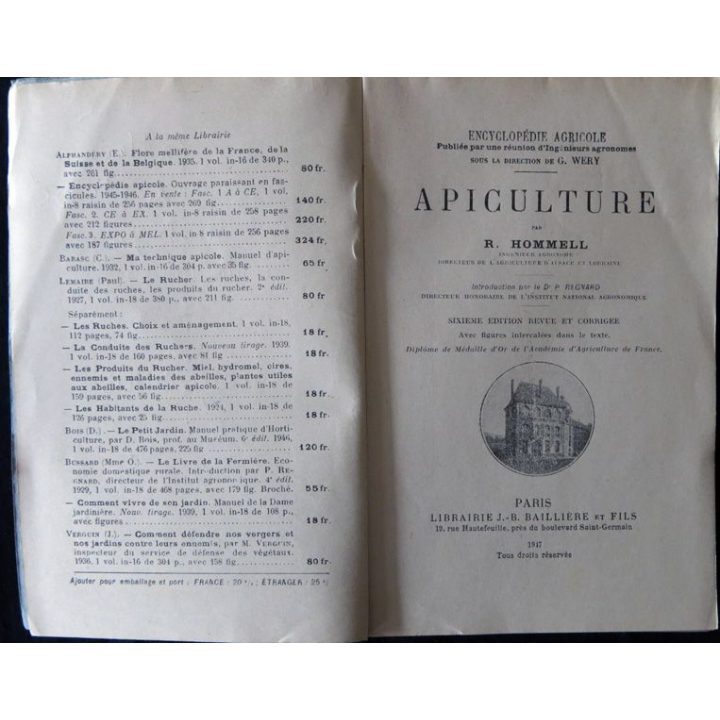 Encyclopédie agricole : Apiculture de Robert Hommel édité par Librairie J.B Baillière & fils