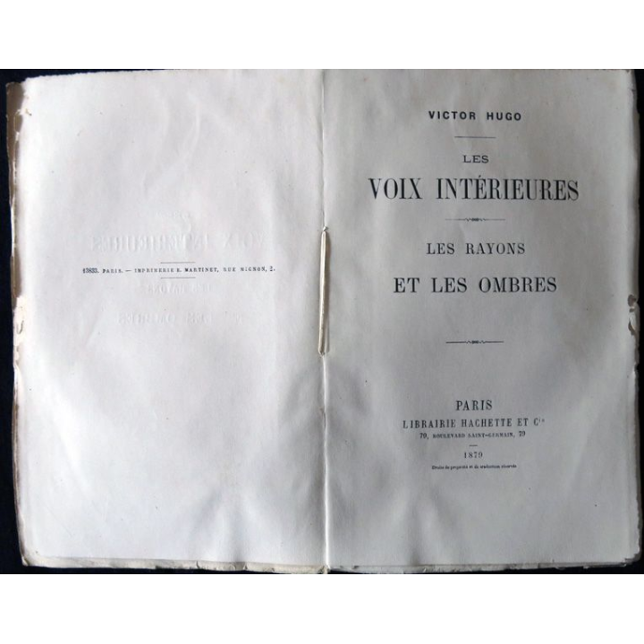 Les Voix intérieures - Les rayons et les ombres de Victor Hugo édité par Librairie Hachette