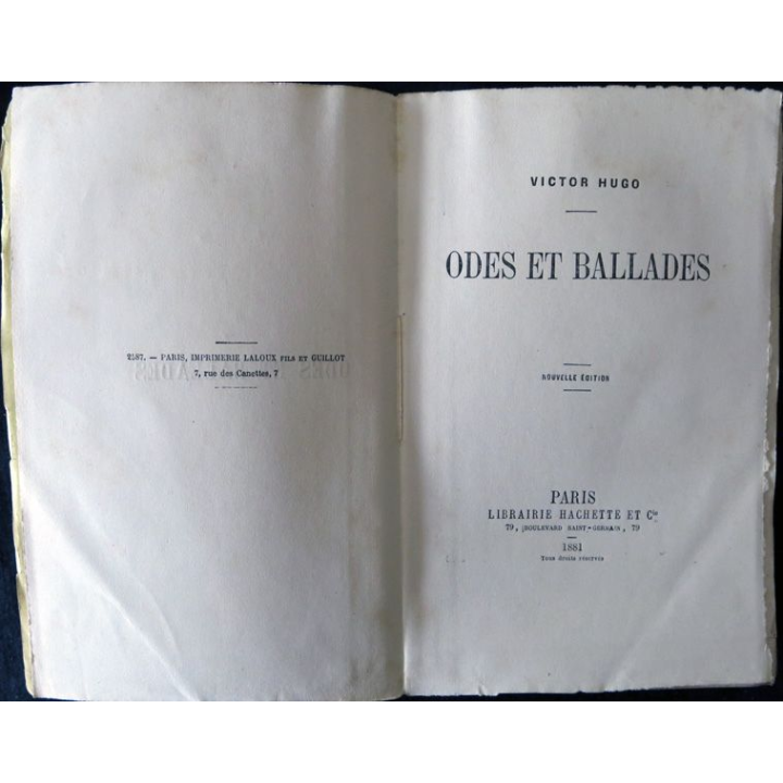 Odes et Ballades de Victor Hugo édité par Librairie Hachette (1881)