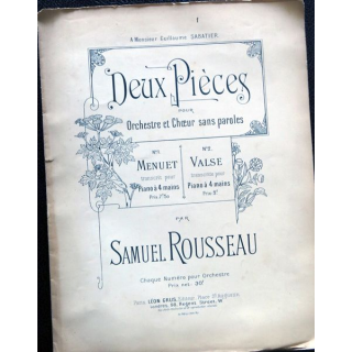 Deux pièces pour orchestre et cœur sans paroles N°1 Menuet - N° 2 Valse édité par Léon Grus Editeur