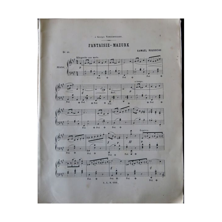 Fantaisie Mazurka pour piano par Samuel Rousseau édité par Le Beau Editeur Paris