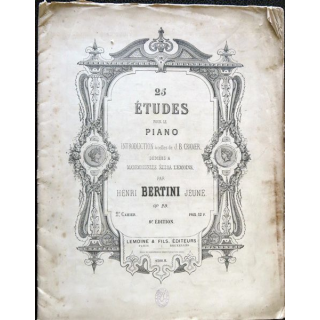 25 études pour le piano 9° édition 2° cahier par Henri Bertini jeune Op 29, Lemoine et fils Editeurs