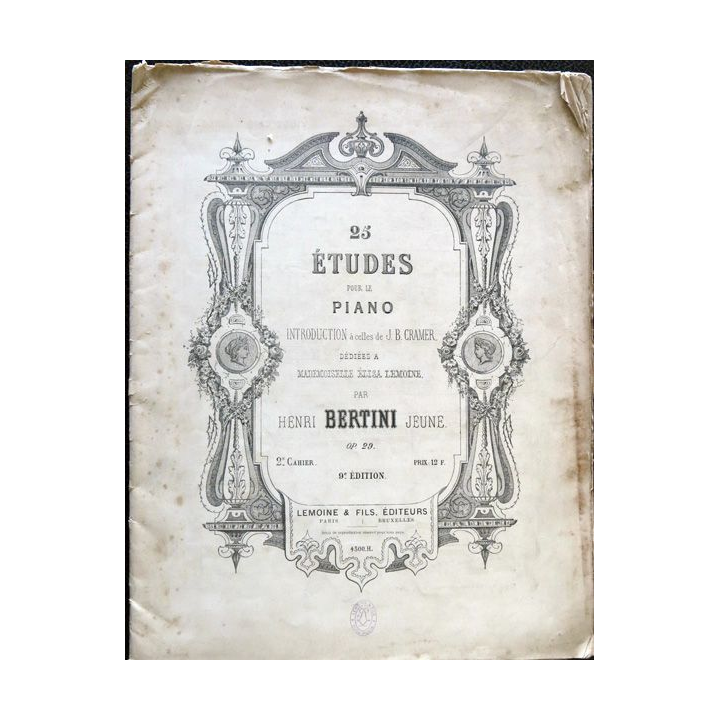 25 études pour le piano 9° édition 2° cahier par Henri Bertini jeune Op 29, Lemoine et fils Editeurs