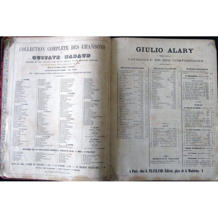 Collection des chansons de Gustave Nadaud (Piano et chant), G. Flaxland Editeur