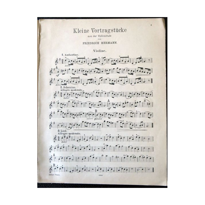 Kleine Vortragstücke aus des violinschule von Fredrich Herman, Leipzig, C.F. Peters