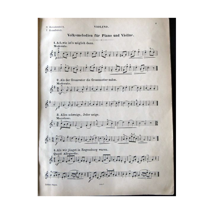 Violino volksmelodien für piano and violin édité par Editions Peters