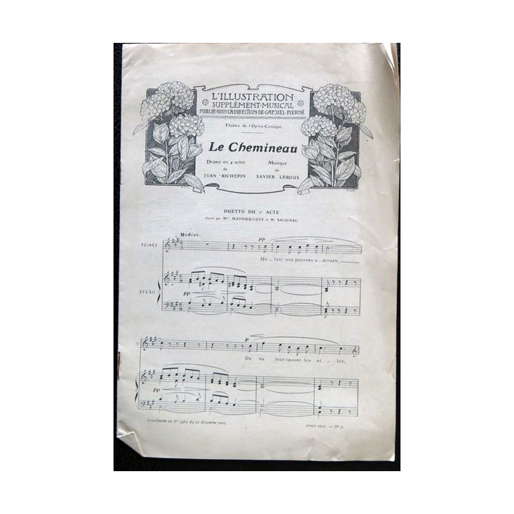 L'illustration  supplément musical Le Chemineau année 1907 supplément au N° 3382