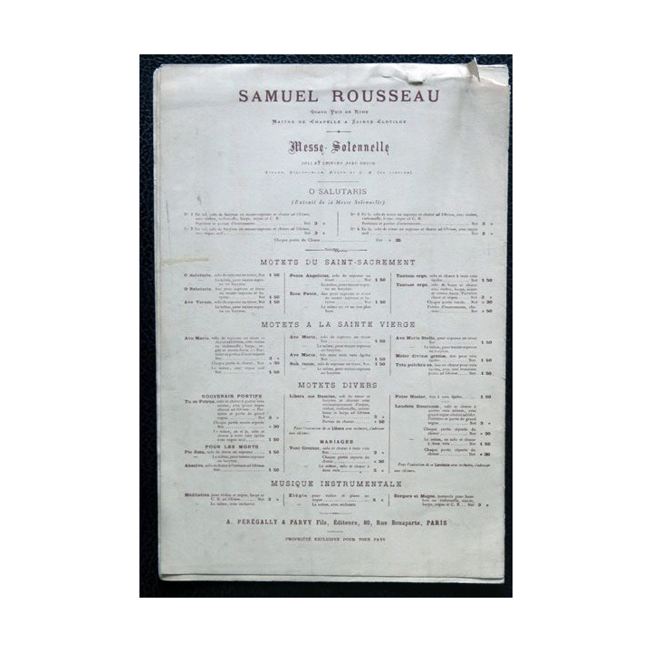 O Salutaris de Samuel Trousseau édité par A. Pérégally & Parvy fils Editeurs